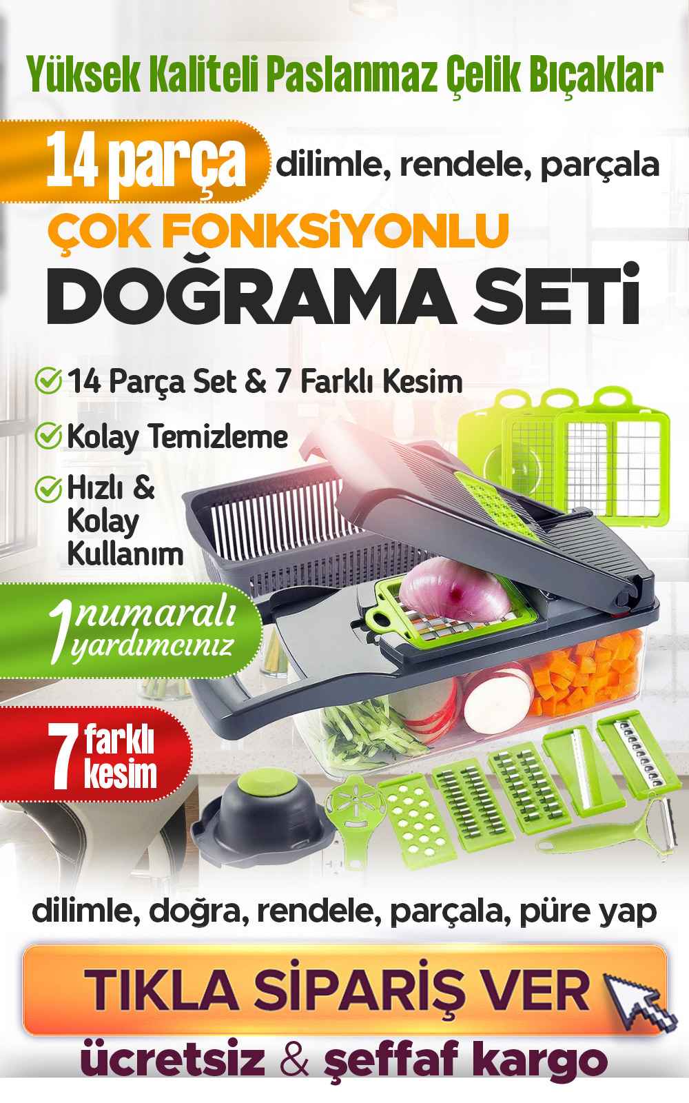 Olinman Fonksiyonlu Doğrayıcı Seti 14 Parça